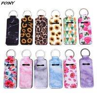 【DT】1pc Creative Keychain Neoprene Chapstick Holders Lipstick Cases Cover Portable Balm Holders Marble Style Keyring Party Gifts hot