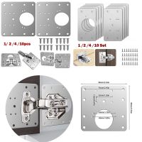 1/2/4/10 Buah Engsel Kabinet Perbaikan Piring Kit Mebel Hardware Lemari Dapur Pintu Engsel Stainless Mounting Sekrup Memperbaiki Papan