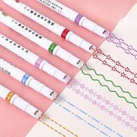 6Pcs Double Line Pattern Outline Marker Pen Hand Copy Account Multi-colored Curve Pen Quick Dry Mark Notes Painting Highlighter