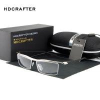 HDCRAFTER 2018แว่นตาไร้ขอบกรอบแว่นตาสายตาสั้นสี่เหลี่ยมสำหรับผู้ชายสวมใส่สบายกันลื่นกรอบแว่นตาสำหรับผู้ชาย