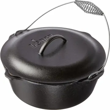 Lodge L8DOLKPLT Cast Iron Dutch Oven with Dual Handles, Pre-Seasoned,  5-Quart,Black