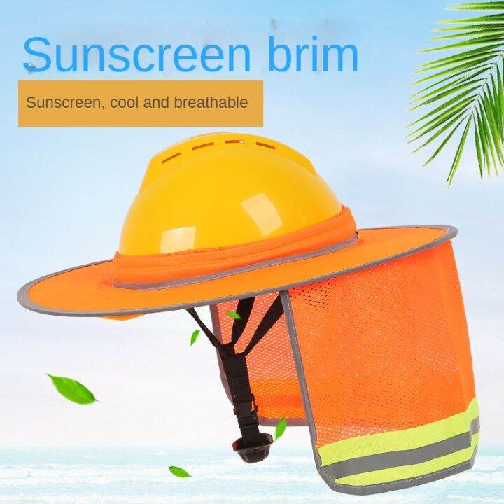 Sun Visor Hard Hat Sun Shield with Ventilation Holes Reflective Strip Full Brim Neck Shade for