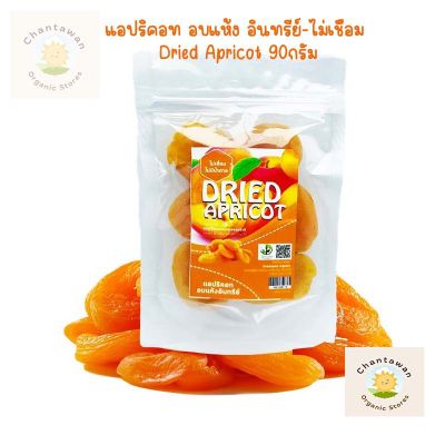 แอปริคอท อบแห้ง อินทรีย์-ไม่เชื่อม Dried Apricot 90กรัม จำนวน 1 ถุง ผลไม้อบแห้ง ของฝาก organic fruit