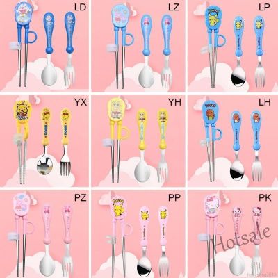 【hot sale】 ◕ C01 3 Pcs/Set Baby Training Equipment Set Kids Learning Practice Chopsticks Fork Spoon Household Tableware Feeding EssentialsTH