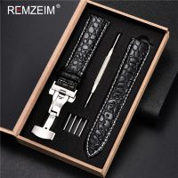 2 REMZEIM หนังลูกวัว Watchb 18Mm 19Mm 20Mm 21Mm 22Mm 24Mm ผู้หญิงนาฬิกาสายหนังผู้ชาย B