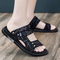 Sandals Mens Summer Beach Outerwear Casual Non-Slip Wear-Resistant Trendy Sandals Dual-Purpose Drivers Driving Deodorant Slippers 【JYUE】