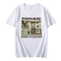 Radiohead Vintage 2000 T Shirt Hip Hop Rock Band Unisex Music Album Print T-shirts Mens Short Sleeve O-Neck Cotton Tee Shirt