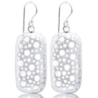 Thai design earrings white Sterling silver  nice beuatiful สวยงาม ตำหูเงินสเตอริงขาว ก้าวสองห้า ลวดลาย ไทย สวยงามยิ่งใช้ยิ่งเงางาม สวยมากงานละเอียด