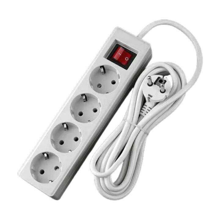 EU Standard German Type Power Strip 3/4/5 Sockets in Row Flat Adapter
