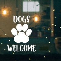 【HOT】 Dogs Welcome Storefront Window Decal Pet Friendly Business Vinyl Wall Stickers for Restaurant Cafe Beauty Salon Supermark G601