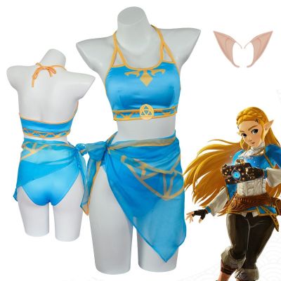 AEOZAD Zelda: Link Maiô Cosplay Traje para Mulheres Biquíni Sexy Lágrimas do Reino Role Playing Festa de Halloween Beachsuit Meninas Adultos