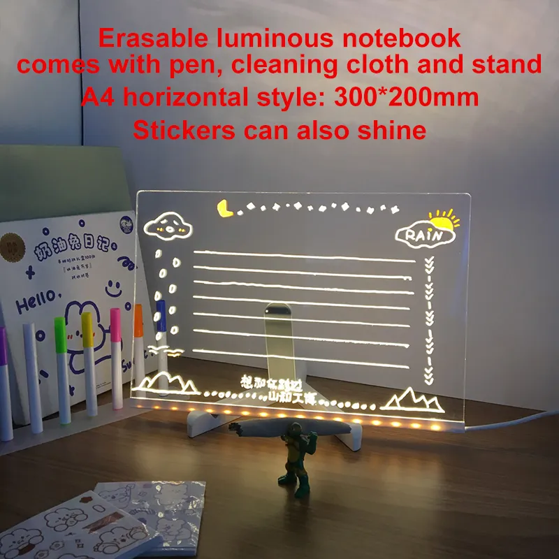 Acrylic Dry Erase Board with Light 30*20cm Light up Dry Erase Board with  Stand as a Glow Memo LED Letter Message Board Light - China Board Light,  Table Lamp