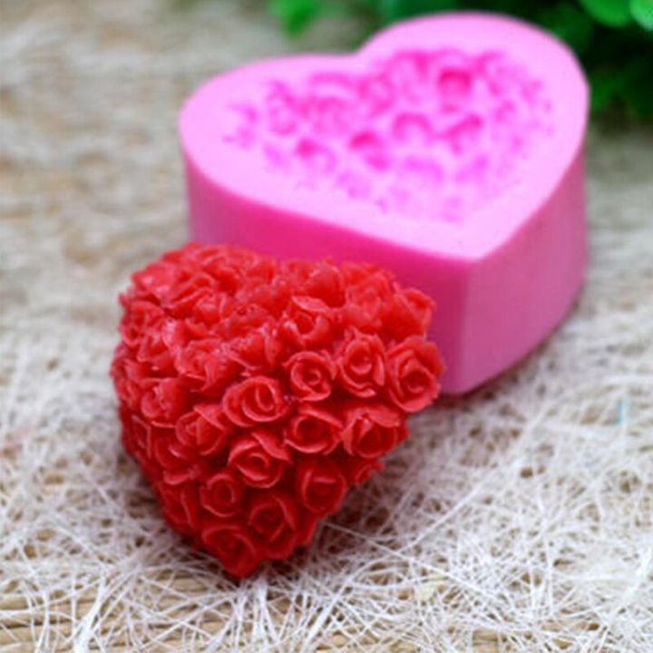 แม่พิมพ์สบู่ซิลิโคนรูปหัวใจน่ารักรูปดอกกุหลาบ-diy-3d-ทำสบู่โฟมเครื่องมือแม่พิมพ์แต่งหน้าเค้กแฮนด์เมด
