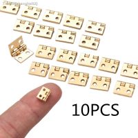 ♙✒℗ 10Pcs Brass Plated Mini Hinge Small Decorative Jewelry Wooden Box Cabinet Door Hinges With Nails Dollhouse Furniture Acc