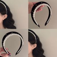 Vivienne Westwood High-end Hepburn temperament French retro double-layered pearl headband wide-brimmed sponge velvet hairpin high-end exquisite hair accessories