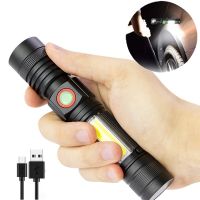 Super Bright 1000Lm Rechargeable LED Flashlight Powerful Magnetic Torch Pocket Tactical Flashlight Waterproof Camping Work Light Rechargeable  Flashli