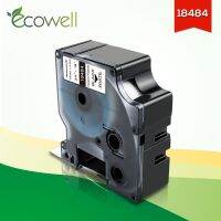 Ecowell สีดำ19มม. ด้านเทคโนโลยี18484ฉลากอุตสาหกรรมสีขาวสำหรับ Dymo Rhino ป้ายโพลีเอสเตอร์ถาวรสำหรับ Dymo Rhino 4200เครื่องพิมพ์5000