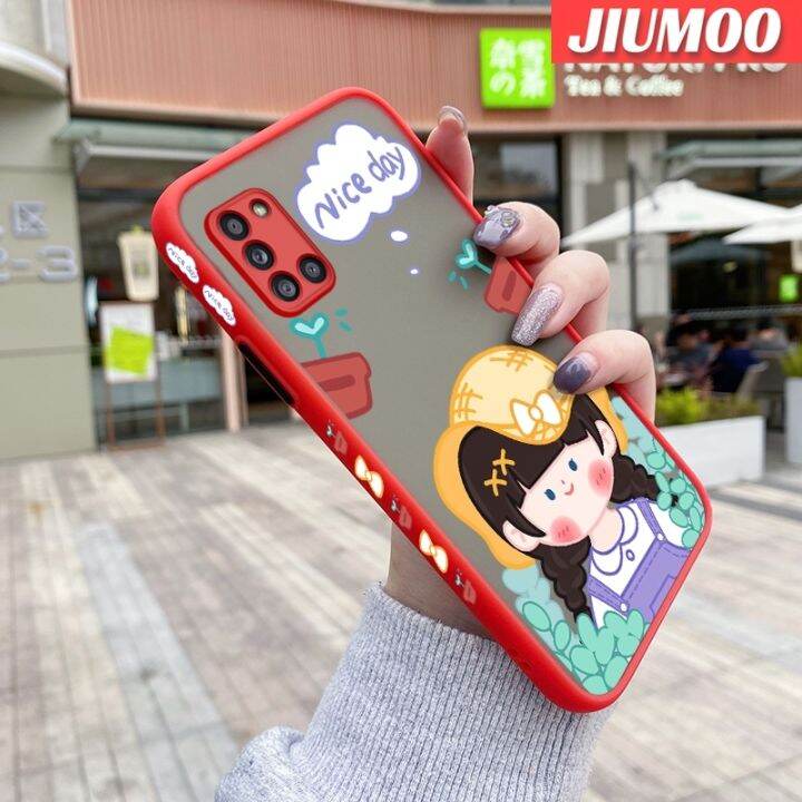 jiumoo-เคสโทรศัพท์ปลอกสำหรับ-samsung-galaxy-สาวน่ารัก-m31ลายการ์ตูนเคสบางสีด้านแข็งขอบสี่เหลี่ยมด้านข้างกันกระแทกเคสซิลิโคนคลุมทั้งหมดป้องกันเลนส์กล้อง