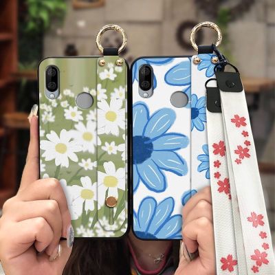 Wrist Strap sunflower Phone Case For Wiko View3 Lite Phone Holder painting flowers protective Dirt-resistant Silicone