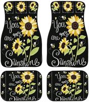 [COD] Foreign trade English alphabet sunflower printing European and cross-border waterproof rubber car mat 4PCS