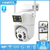 Hamrol V380 CCTV HD 4MP WiFi PTZ Camera Dual Lens Outdoor Waterproof IP Camera Ai Human Detection Color Night Vision Auto Tracking Wireless Surveillance CCTV IP Security Cameras