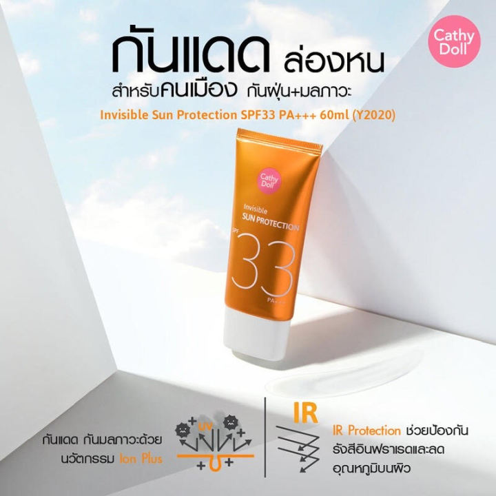 กันแดดล่องหน-cathy-doll-invisible-sun-protection-60ml-spf33-pa-ครีมกันแดด-เคที่ดอลล์-กันแดดล่องหน