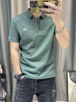 【Ready】? gh-end short-sed polo for men summer slim and brele lf-sed red top h logo embrdery T- y T