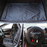 Hot Universal Car Seat Cover สีดำผ้า Oxford กันน้ำกันฝุ่น Auto Repair ฝาครอบที่นั่งป้องกันพวงมาลัย Covers