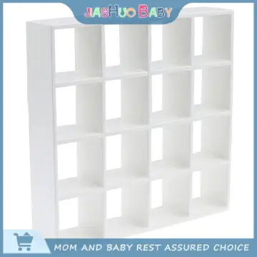  1: 12 Dollhouse Miniature Wood Storage Rack 16 Grid Shelves  White White Storage Shelf Doll House Furniture Decor : Toys & Games