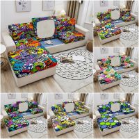 ┋℡► Hippie Stretch Couch Cushion Cover Graffiti Cushion Slipcover for Chair Loveseat Sofa Cushion Furniture Protector Sofa SeatCover