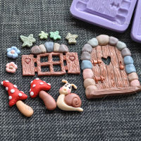 Fairy tale door combination of snail mushroom sugar cake silicone mold chocolate mold cake decoration