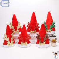 CHOLASEY ปีใหม่ ปาร์ตี้ เทศกาล Navidad หมวกคริสต์มาสเขากวาง กำมะหยี่สีทอง หมวกคริสต์มาส ElK