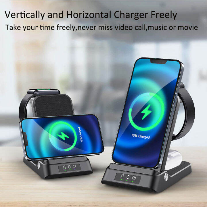 wireless-charger-3-in-1สำหรับ-14-13-12-pro-max-15w-fast-charging-station-สำหรับ-series-8-7เครื่องชาร์จขาตั้งพับได้