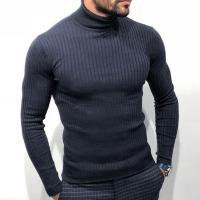 [COD] foreign trade mens spring and autumn new high-necked black sweater long-sleeved bottoming male SY0081