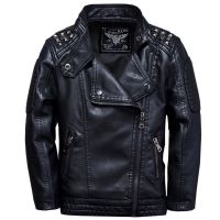 Childrens Leather Jackets 2022 New Autumn Winter Boys Rivets PU Leather Jacket Fashion Kids Coats