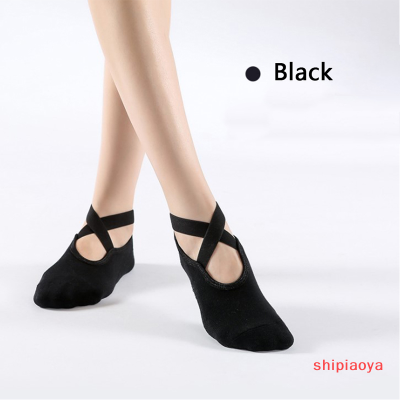 Shipiaoya ถุงเท้าโยคะสำหรับผู้หญิงผ้าพันแผลกันลื่นระบายอากาศได้ถุงเท้าเต้นบัลเล่ต์พิลาทิส