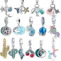 New Charms Dangle Cherry Cactus Chameleon Octopus Unicorn 925 Silver Fit Original Pandora Bracelets For Women Jewelry Making DIY