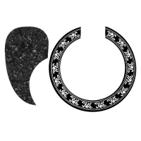 2 Pcs Accessories: 1Pcs Sound Hole Rose Decal Sticker &amp; 1Pcs Acoustic Guitar Pickguard for Guitar Part,Black Pearl