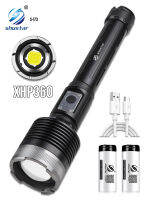 Super Power XHP360ไฟฉาย LED อลูมิเนียมอัลลอยด์ไฟฉาย escopic Zoom Adventure แคมป์ปิ้งไฟรองรับ Power Output