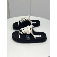 COD Internet celebrity denim canvas slippers womens outdoor casual beach shoes 2023 Summer new fashion lace-up sandals