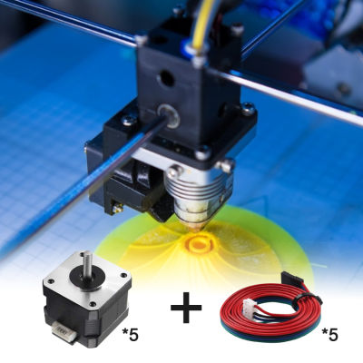 Toaiot 3D เครื่องพิมพ์มอเตอร์ Nema 17 Stepper Motor 42-34มอเตอร์1.8 Stepper มุม1.5A 2เฟส Body 4-สำหรับ3D เครื่องอัดปรินเตอร์ Reprap Makerbot CNC CR-10/10S/Ender 3/Pro/Ender 5สายเคเบิล39.3นิ้ว (5ชิ้น)