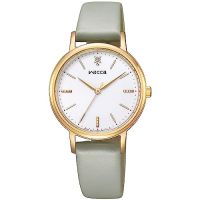 CITIZEN Wicca Watch Wicca,นาฬิกากันน้ำสีทองอบอุ่นสีขาว KP5-123-10มิ้นท์สีเทาสำหรับผู้หญิง