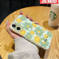 เคส JIUMOO สำหรับ OPPO A96 A76 A36 A57 A77 2022 A77s A57s A57e แฟชั่นดอกไม้ที่สวยงามใหม่กรอบสี่เหลี่ยมพื้นผิวเคสซิลิกาเจลกันกระแทกเคสมือถือคลุมป้องกันเลนส์กล้องถ่ายรูปทั้งหมด