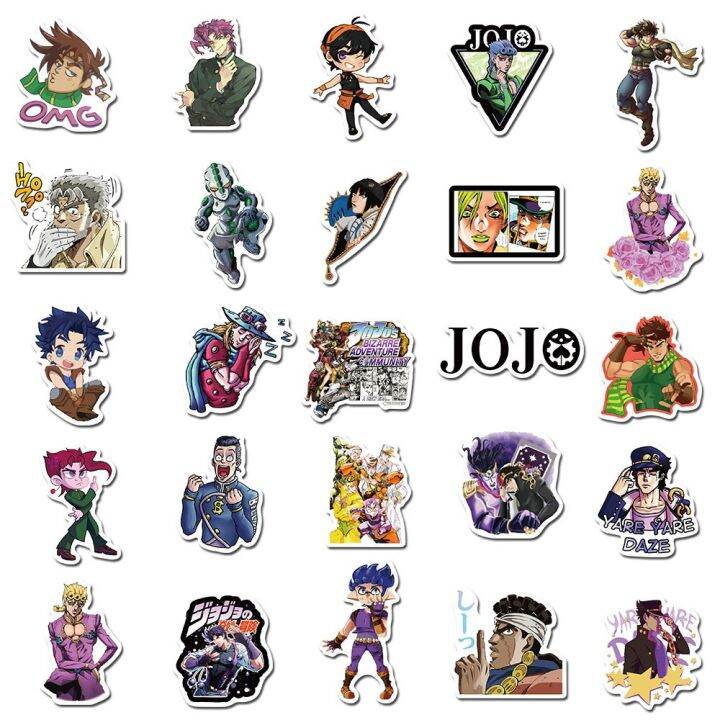 10-30-50ชิ้นอะนิเมะ-jojo-สติ๊กเกอร์ผจญภัยแปลกๆสเก็ตบอร์ดลายกราฟฟิตี้ของขวัญสมุดภาพกระเป๋าเดินทางแล็ปท็อป-riman-สติกเกอร์ขายส่งและป้าย