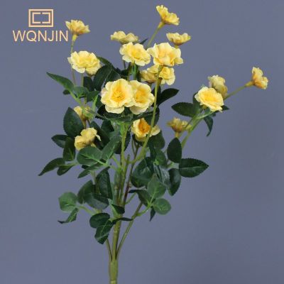 ◈™ Small Roses Artificial Flower Wedding Garden Table Rose Bouquet Arrangement Home Party Fake Plant Simulation Decoration