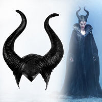 Halloween Maleficent Horn Headgear Black Queen Cosplay Witch Horns Hat Headwear Headgear Helmet Party Headdress Masquerade Props