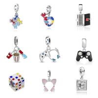 New 925 Sterling Silver Computer headset Game handle magic cube Bead fit Original Pandora Bracelet Trinket DIY Women Jewelry