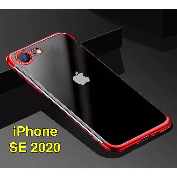 คุณภาพดี-case-iphone-se-2020-เคสโทรศัพท์-ไอโฟน-se-2020-เคส-iphone-se-เคสนิ่ม-tpu-เคสใสขอบสี-สินค้ามาใหม่