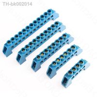 ❦✿ 4/6/8/10/12 Positions Terminal Block Connector Strip Brass Ground Neutral Bar Electrical Distribution Wire Screw Terminal Blue