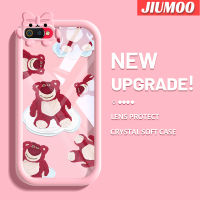 เคส JIUMOO สำหรับ Realme C2 C2S OPPO เคส A1K ลายหมีสตอเบอร์รี่ซุกซนสีสันสดใสน่ารักกล้องมอนสเตอร์น้อยนิ่มสำหรับเลนส์กันกระแทกแบบใสเคสมือถือความคิดสร้างสรรค์โปร่งใสเคสป้องกันซิลิโคนเรียบง่าย